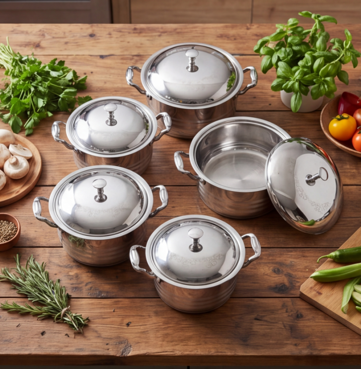 cookware set 10 piece stainless steel silver handle el 82230