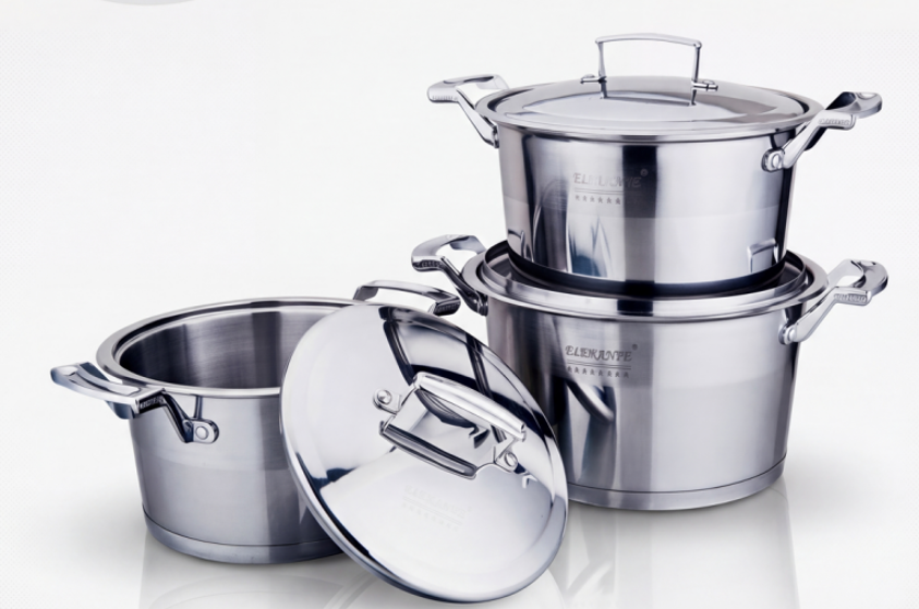 cookware set 6 piece stainless steel silver handle el 930
