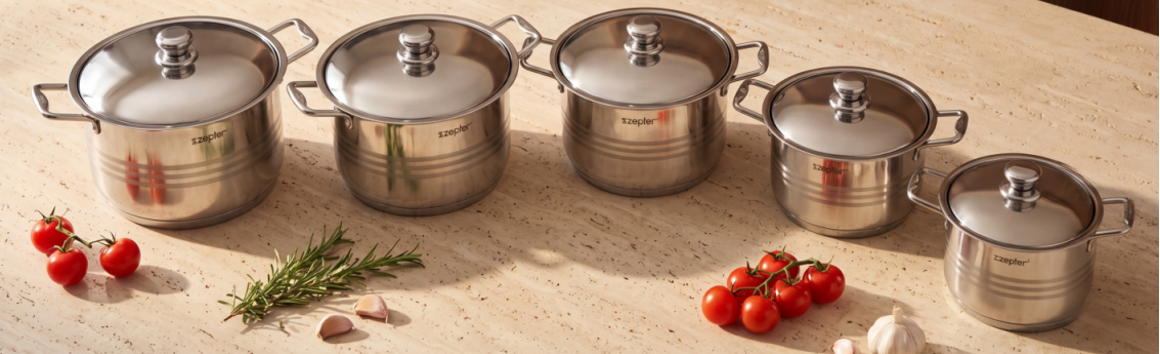 cookware set stainless steel handle ze 2432 g